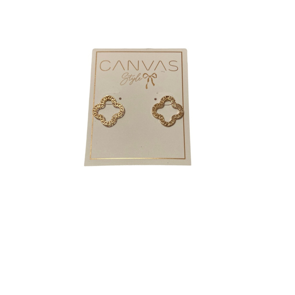 Canvas Style 4 Leaf Clover Open Earrings